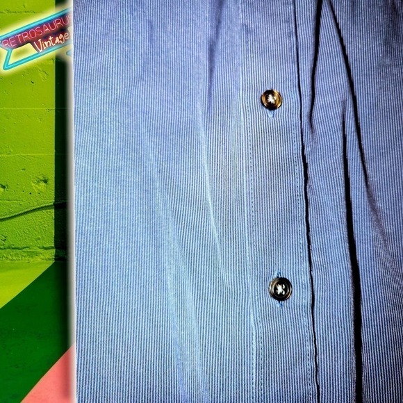 Vintage 90's Sirencore Vamp Royal Pinstriped Button Up Shirt, Medium - Picture 2 of 4